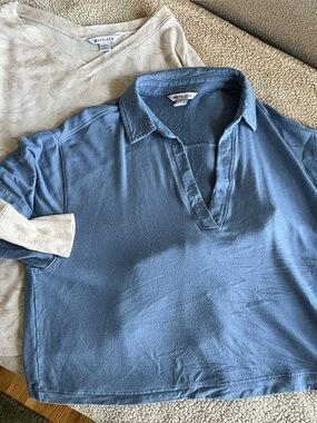 Lot of 2 Athleta modal oversized tops Westwood tee and luxe coastal v-neck M
